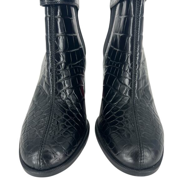 Christian Louboutin Croc Embossed Chelsea Boot 70 Calf Leather in Black - Picture 9 of 16